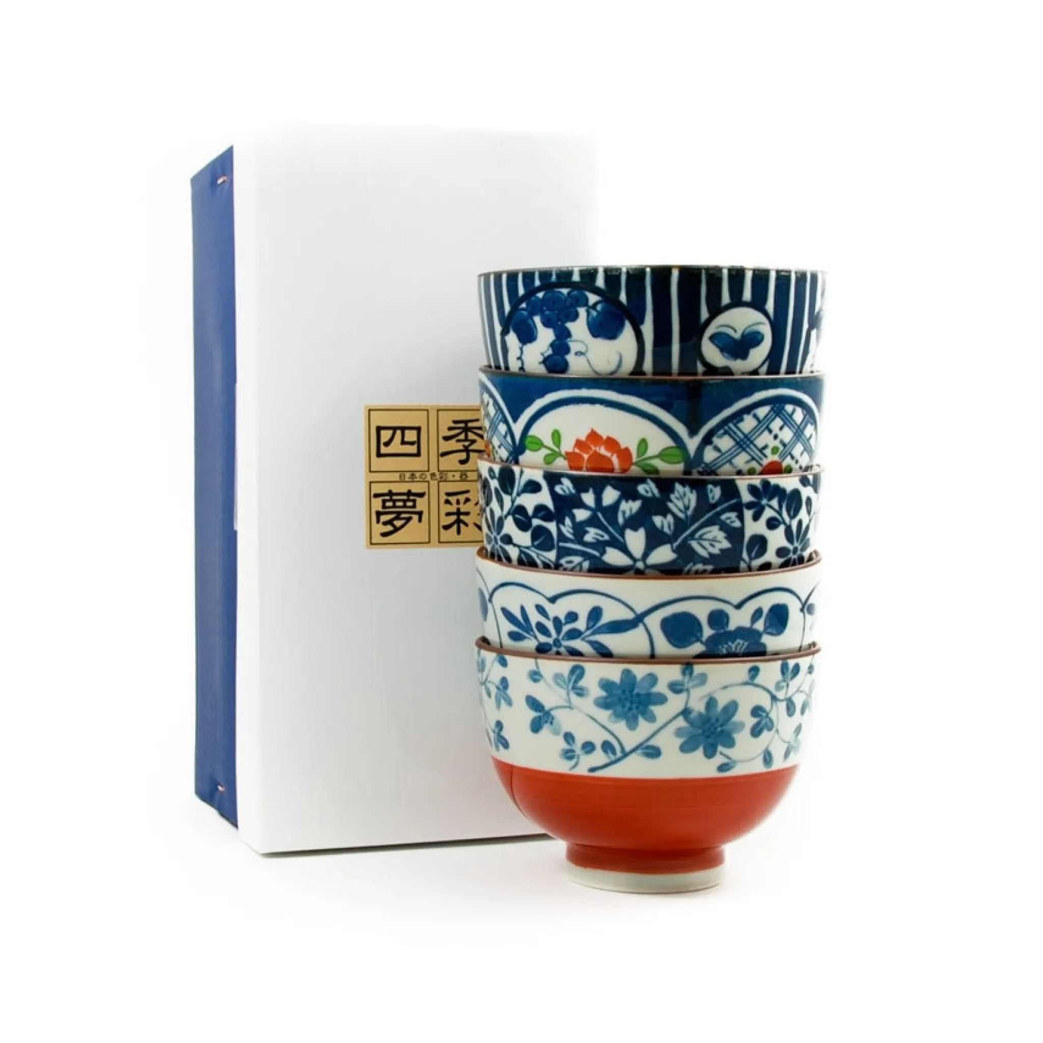 Online Traditional 5-Piece Japanese Rice Bowl Set Tableware Brands|Japanese Ingredients
