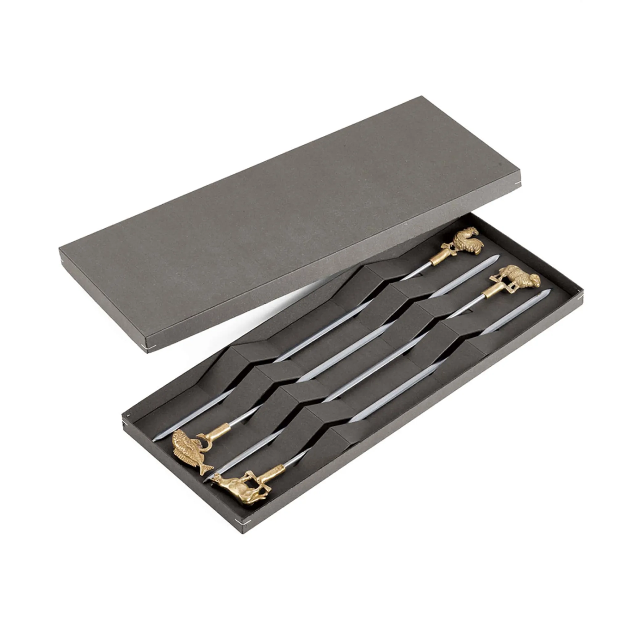 Discount Set of 4 Stainless Steel Skewers in Gift Box Bbq & Smoking