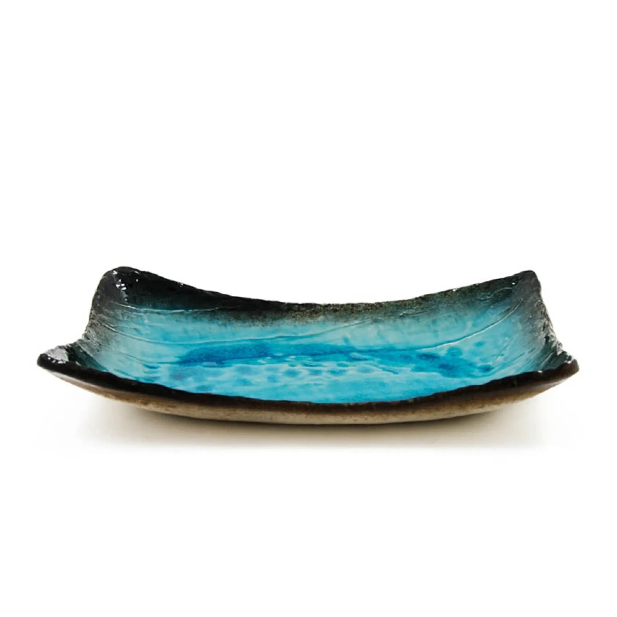 New Turquoise Crackle Glaze Platter Japanese Ingredients|Serveware