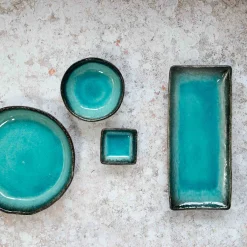 Outlet Turquoise Large Round Dish, 21.5cm dia x 4cm high Japanese Ingredients|Japanese Tableware