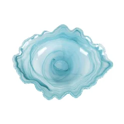 Online Turquoise Marble Glass Serving Bowl, 30x23cm Crockery & Dinnerware|Bowls