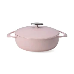 Hot Sakura Pink Japanese Lightweight Cast Iron Shallow Casserole, 24cm Japanese Ingredients|Pots & Pans