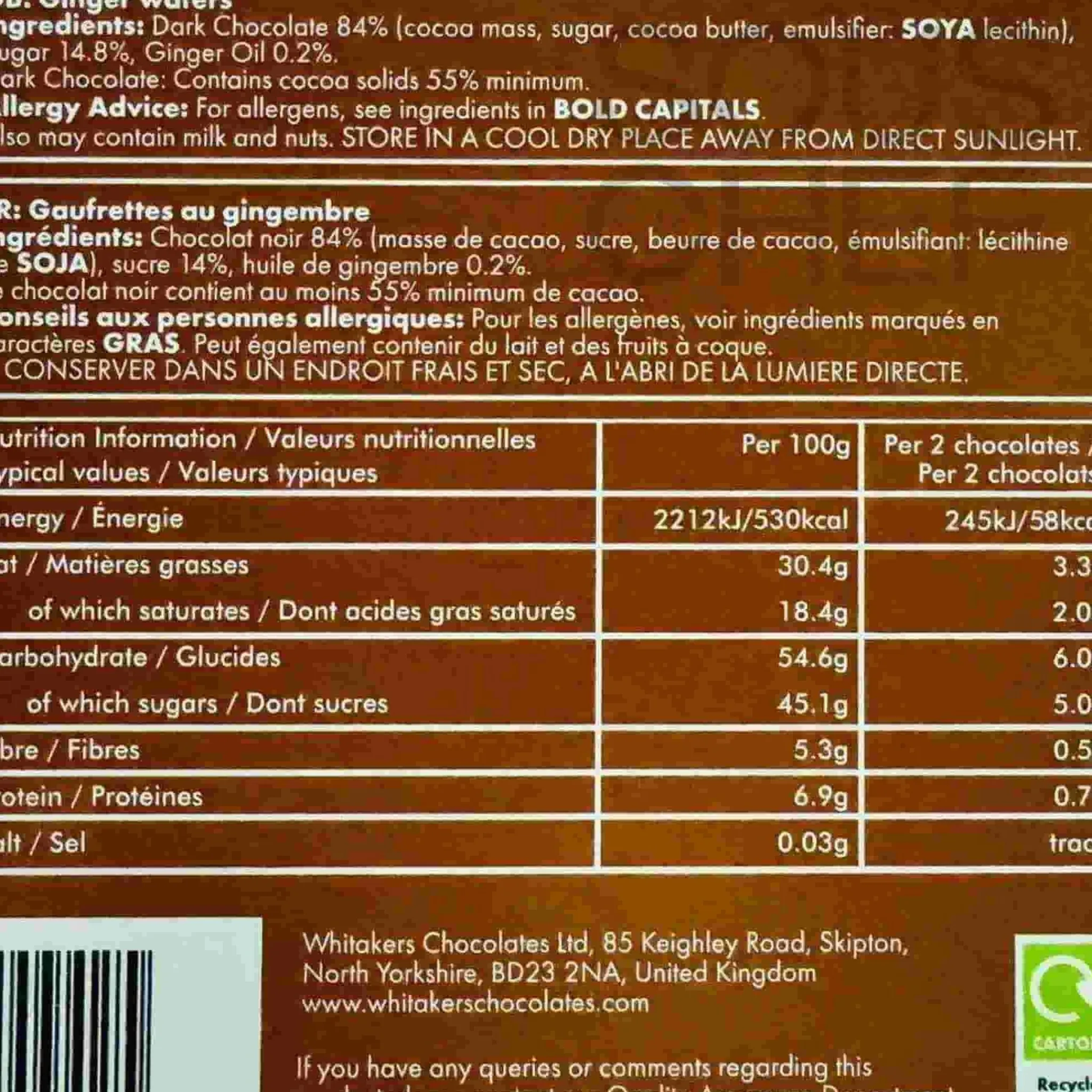 Sale Vegan Dark Chocolate Ginger Wafers, 150g Ingredients Brands|Cakes & Bakery