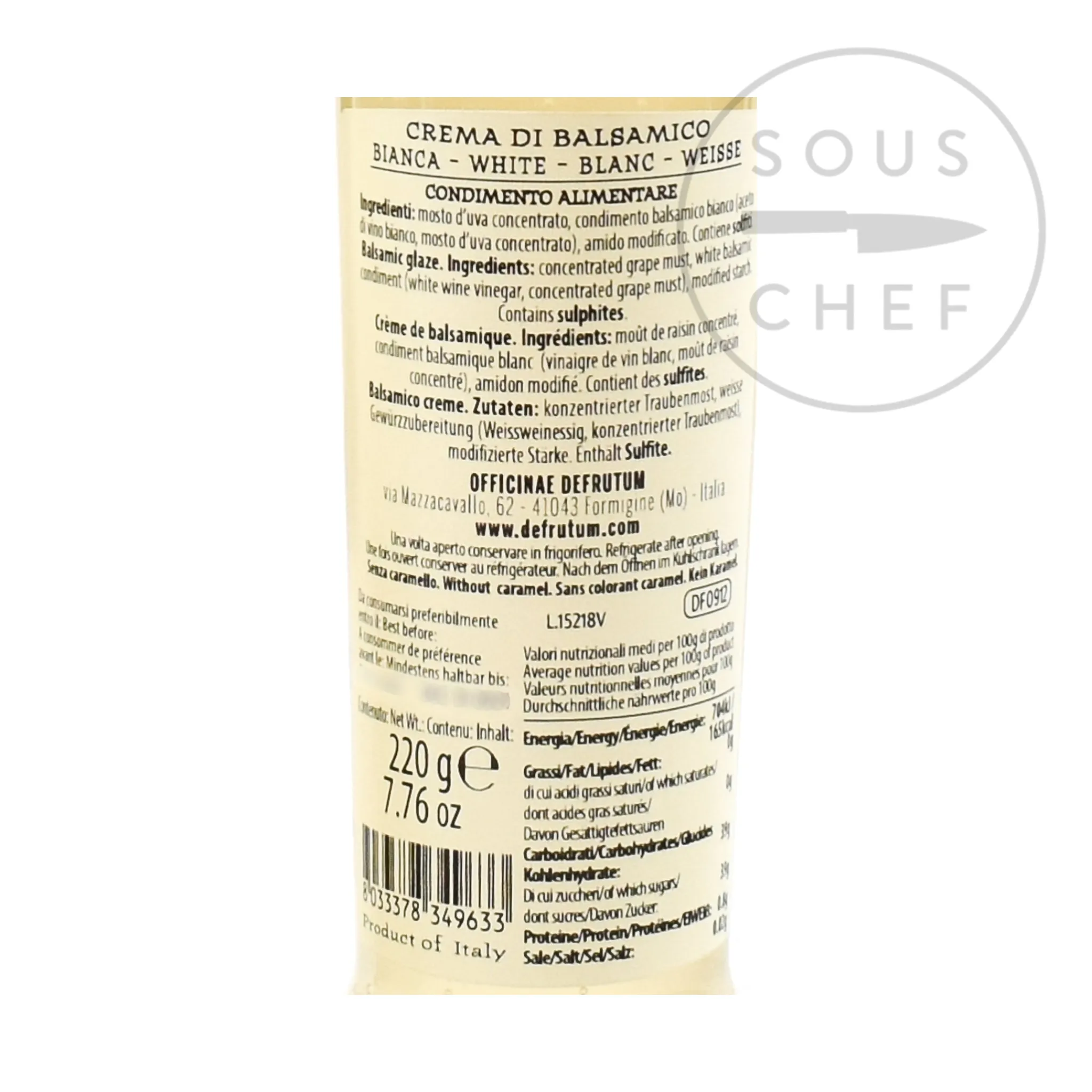 Outlet White Balsamic Glaze, 220g Ingredients Brands|Italian Ingredients