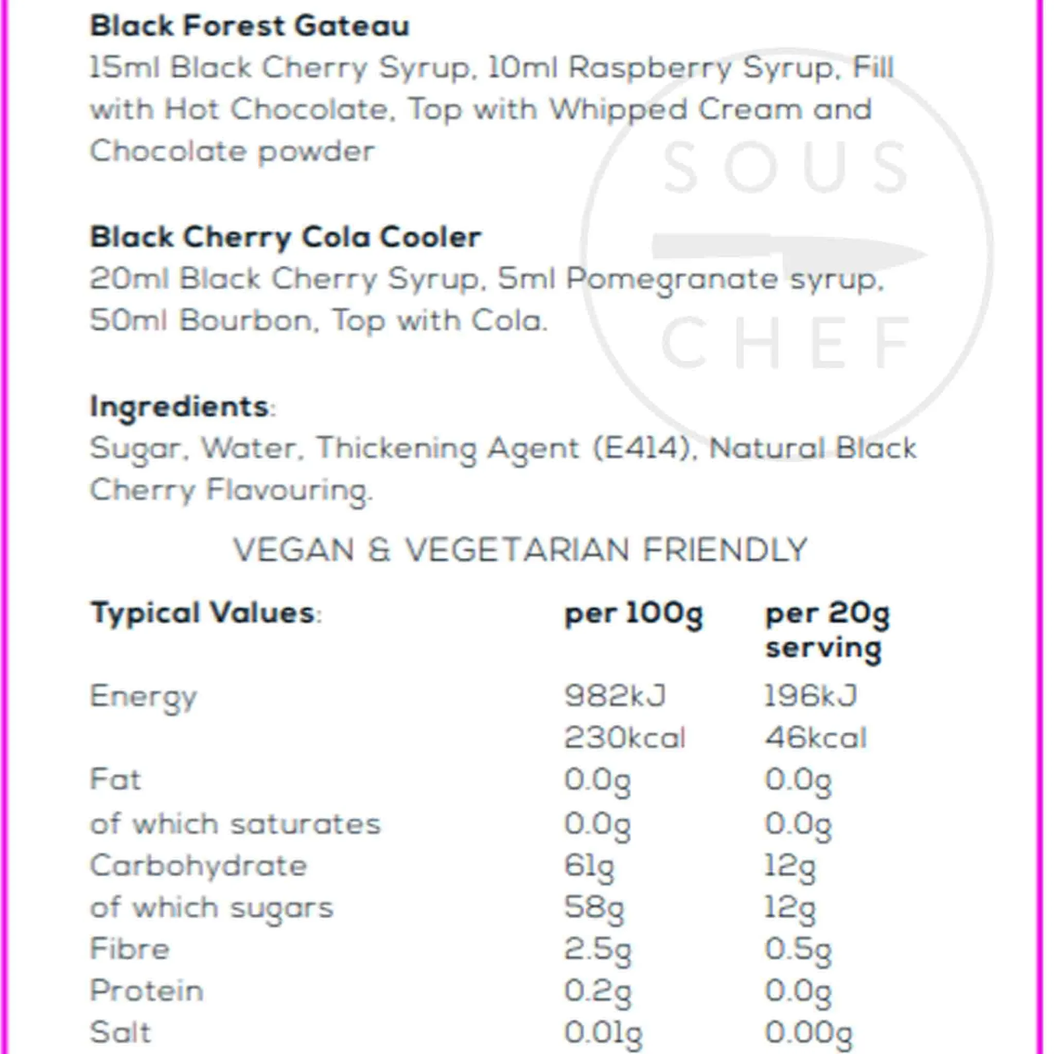 Online Premium Black Cherry Syrup, 750ml Ingredients Brands|Made In The Uk