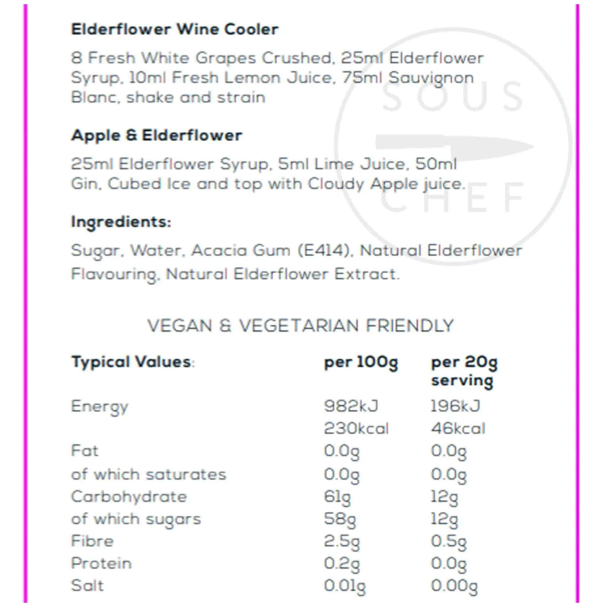Best Premium Elderflower Syrup, 750ml Ingredients Brands|Made In The Uk