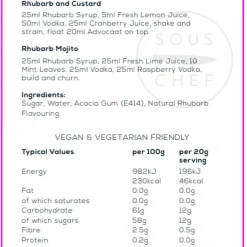Hot Premium Rhubarb Syrup, 750ml Ingredients Brands|Made In The Uk