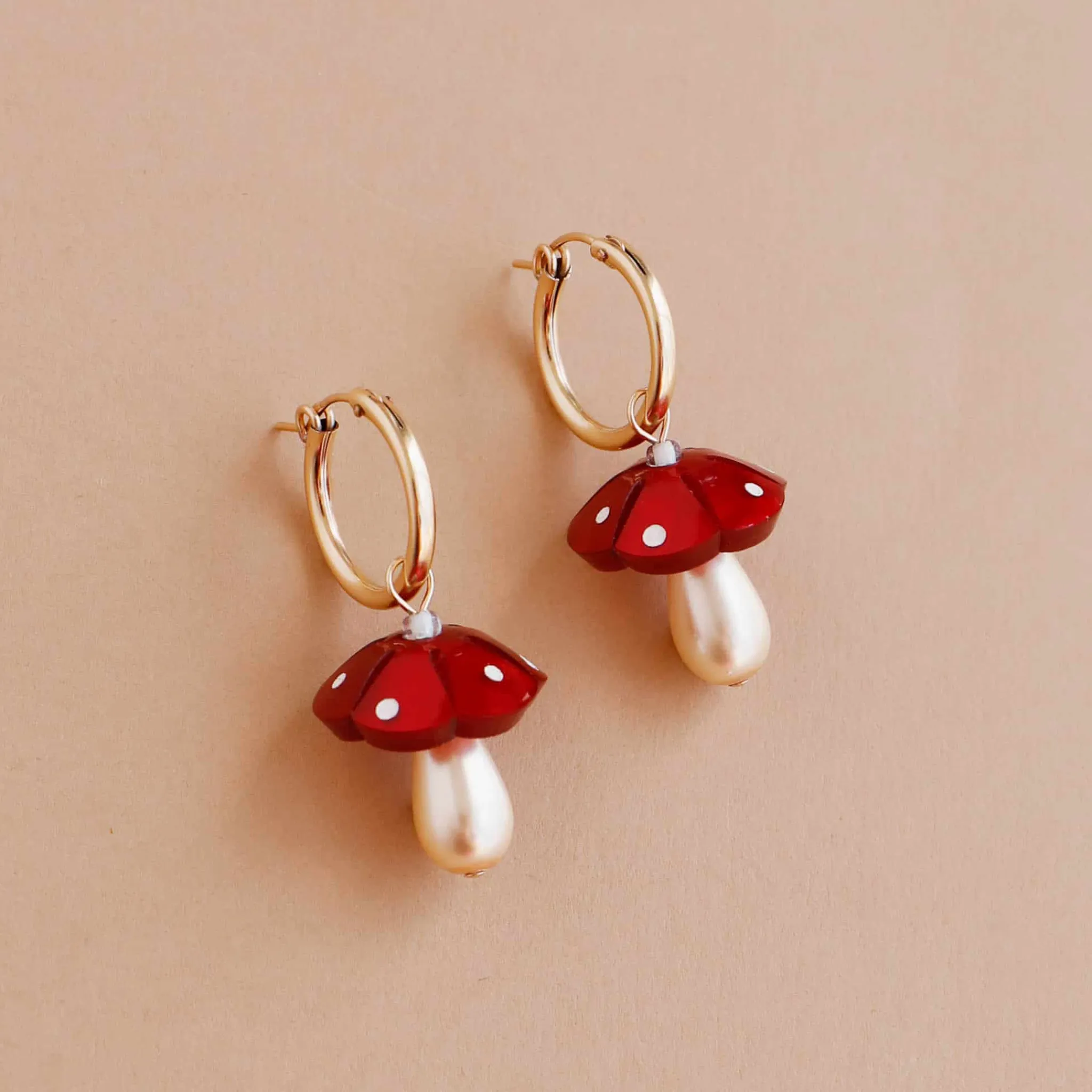 Discount Red Mushroom Hoop Earrings Tableware Brands