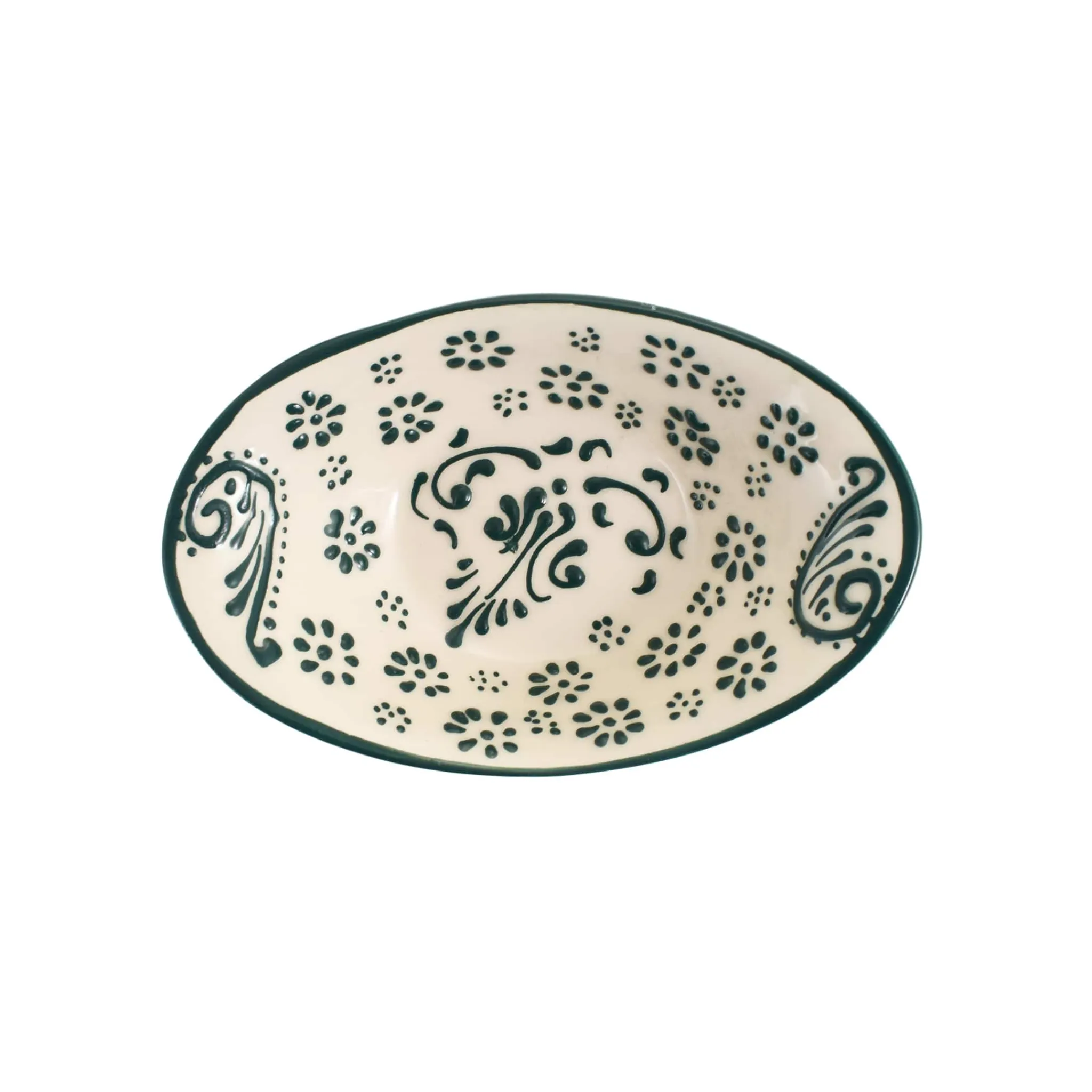 Outlet Yesil Ve Beyaz Boyali Oval Bowl, 16cm Tableware Brands|Crockery & Dinnerware