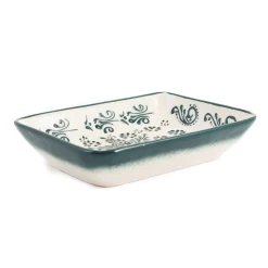 Sale Yesil Ve Beyaz Boyali Rectangular Serving Dish, 18x13cm Tableware Brands