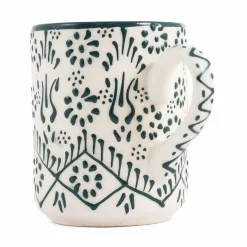 Clearance Yesil Ve Beyaz Boyali Straight Mug, 325ml Tableware Brands