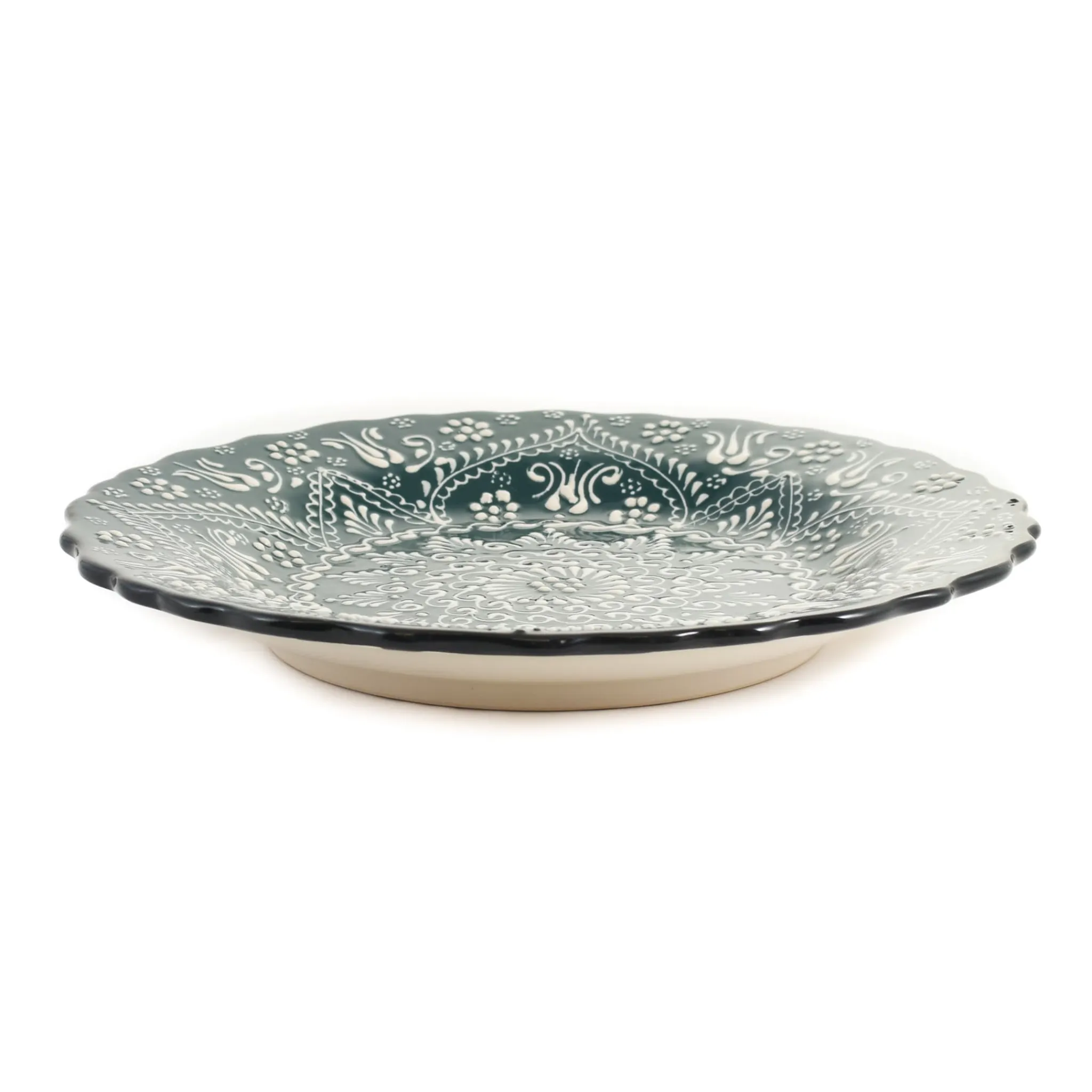 Hot Yesil Ve Beyaz Boyali Wavy Dinner Plate, 26.5cm Tableware Brands|Plates