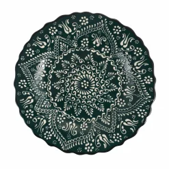Hot Yesil Ve Beyaz Boyali Wavy Dinner Plate, 26.5cm Tableware Brands|Plates