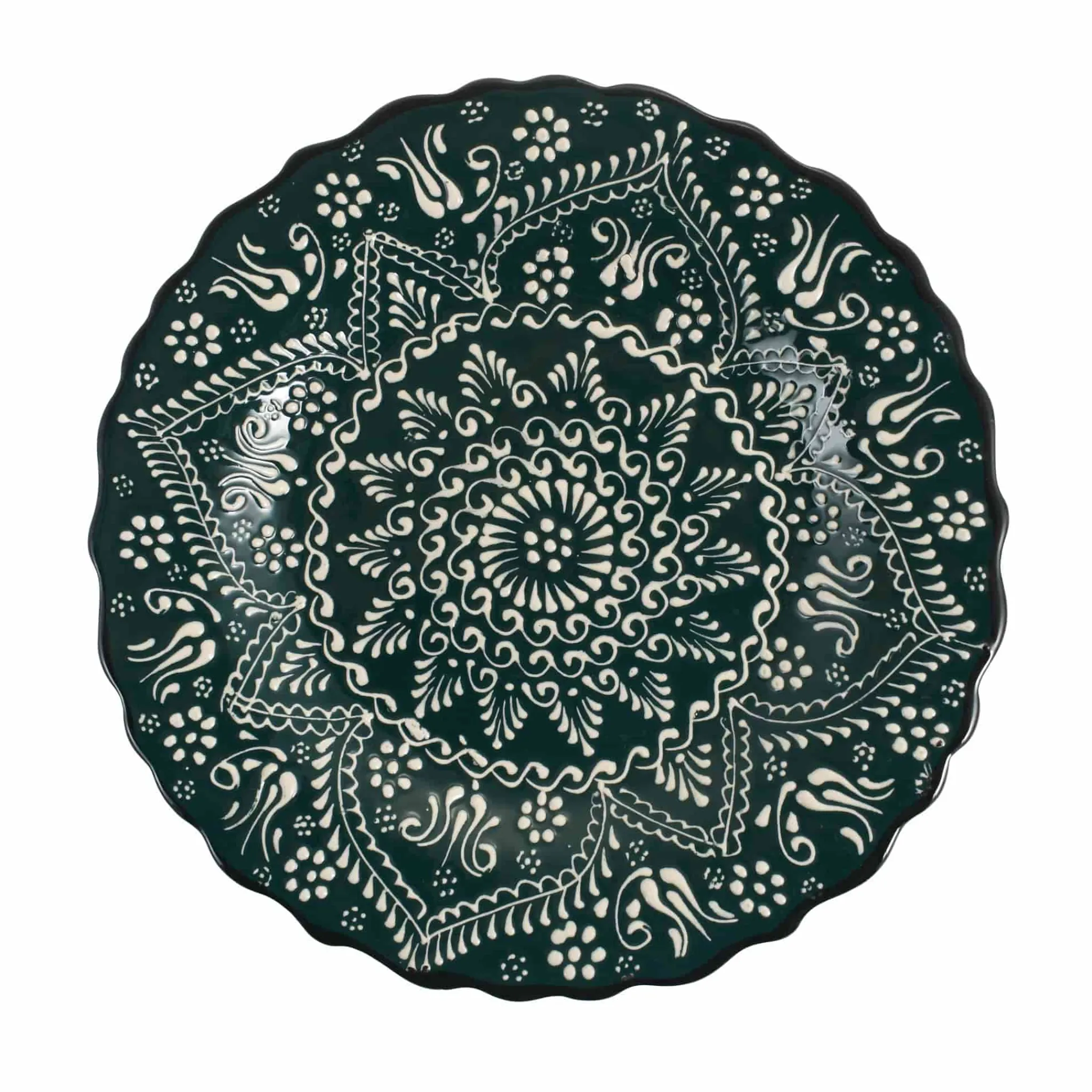 Hot Yesil Ve Beyaz Boyali Wavy Dinner Plate, 26.5cm Tableware Brands|Plates