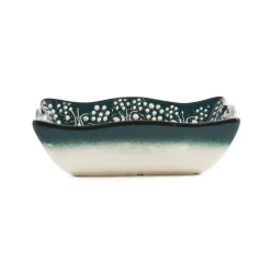 Sale Yesil Ve Beyaz Boyali Wavy Edge Snack Dish, 13.5cm Tableware Brands