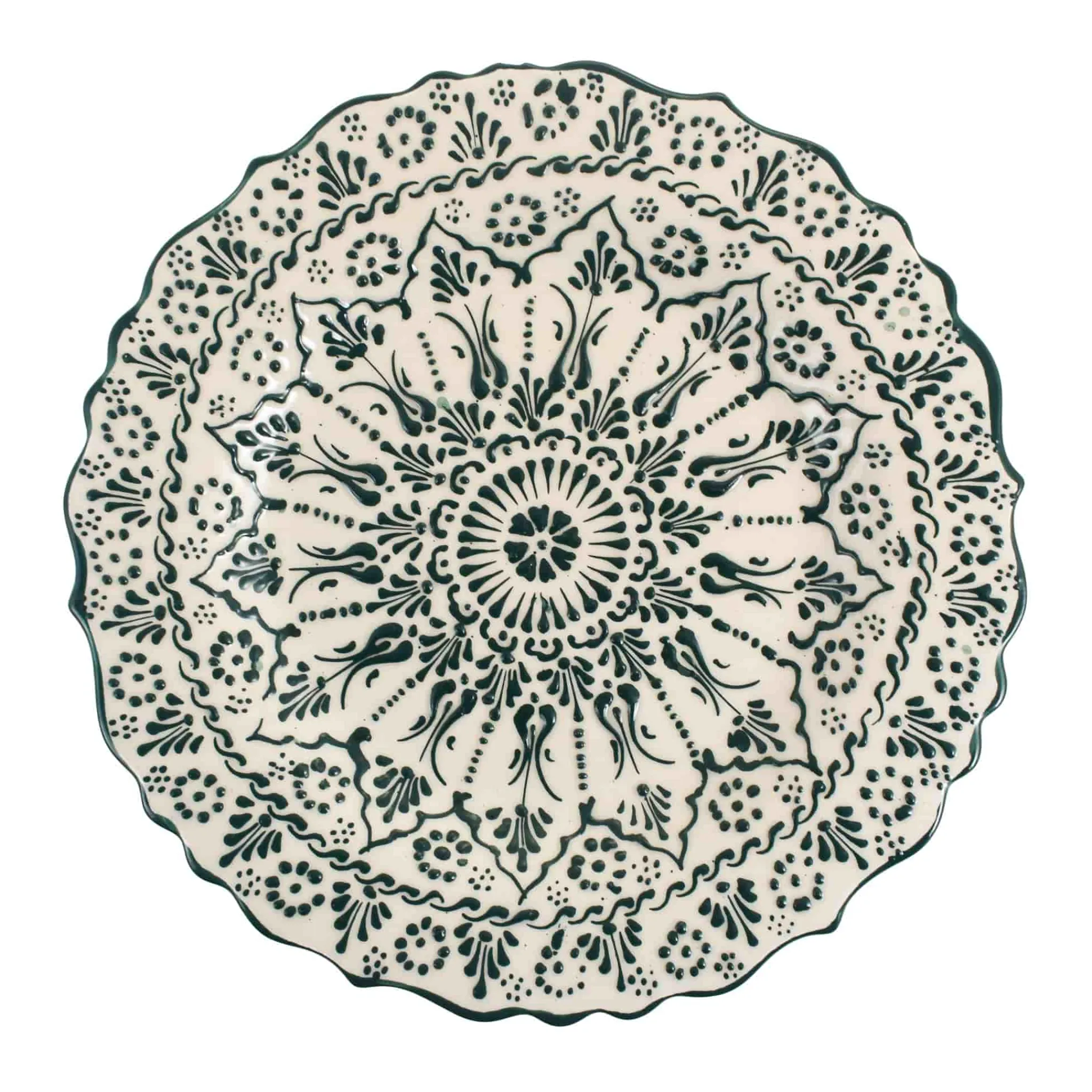 Outlet Yesil Ve Beyaz Boyali Wavy Serving Platter, 31.5cm Tableware Brands|Serveware