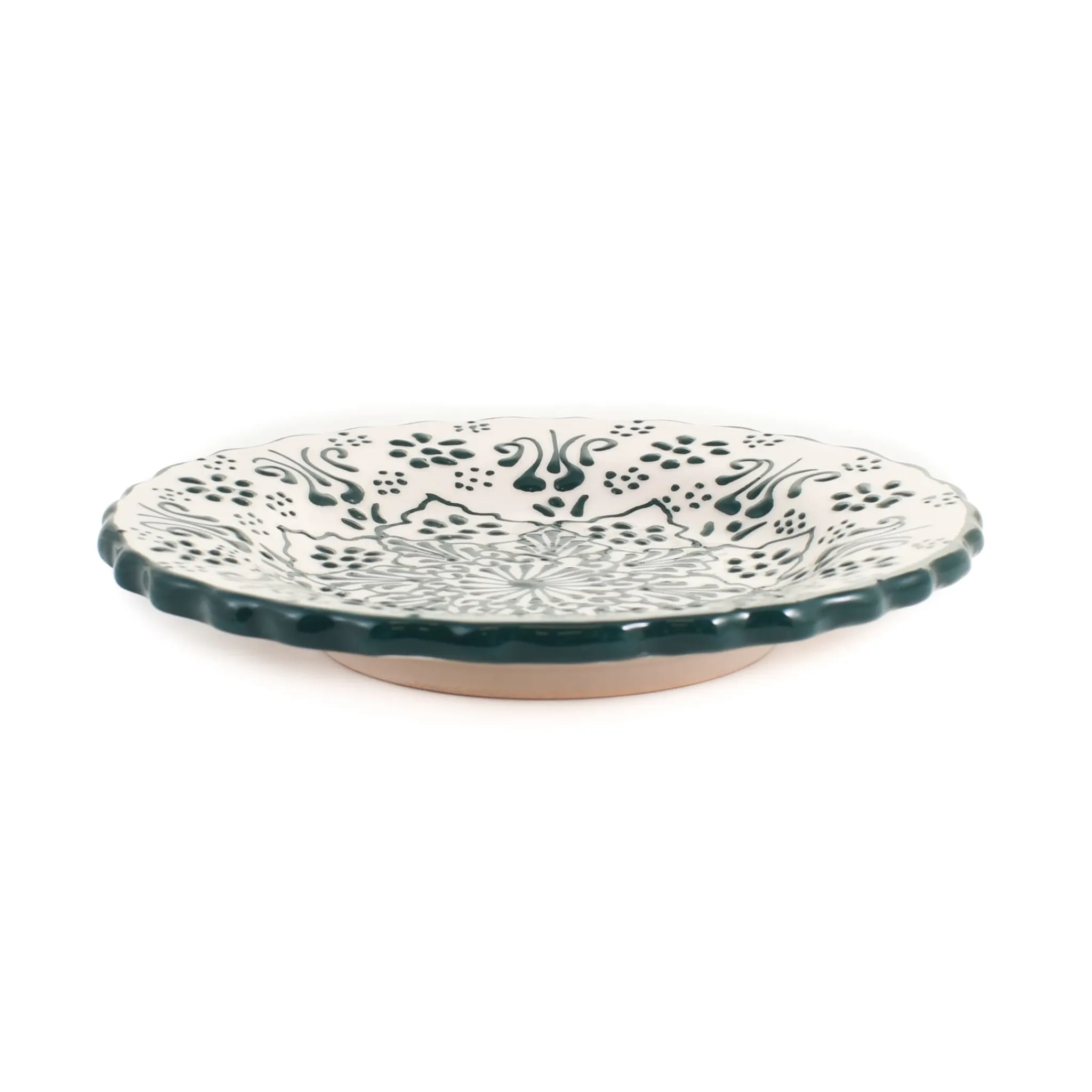 Clearance Yesil Ve Beyaz Boyali Wavy Side Plate, 19cm Tableware Brands|Plates